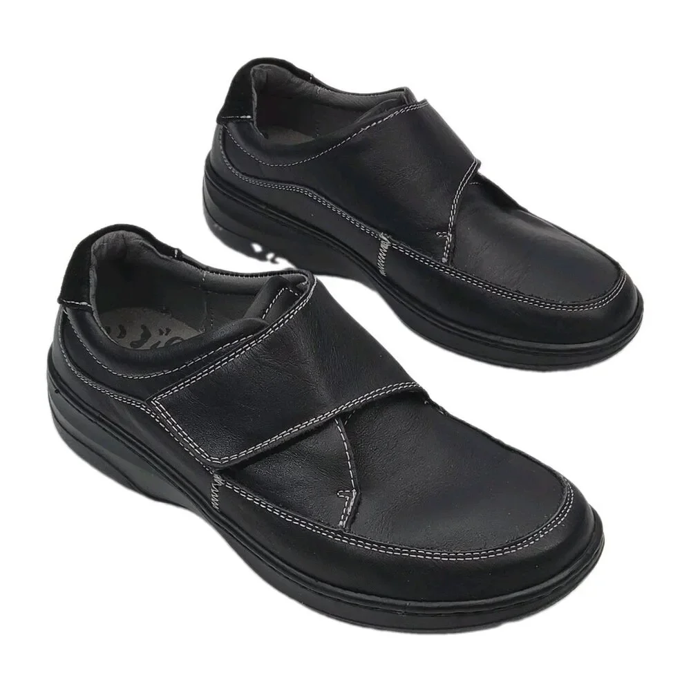 Propet Shoe Black Leather Gilda Slip On Women Sz 10 Adjustable Comfort WCA103L